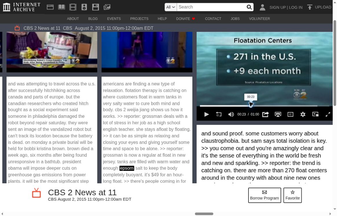 CBS graphic explicitly crediting Source: Floatation Locations