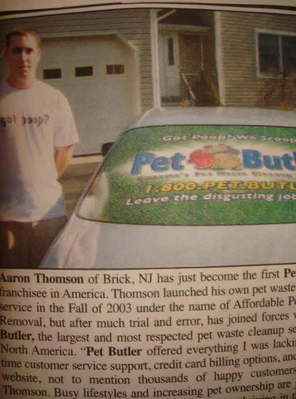 Original clipping: Pet Butler’s first franchisee in America